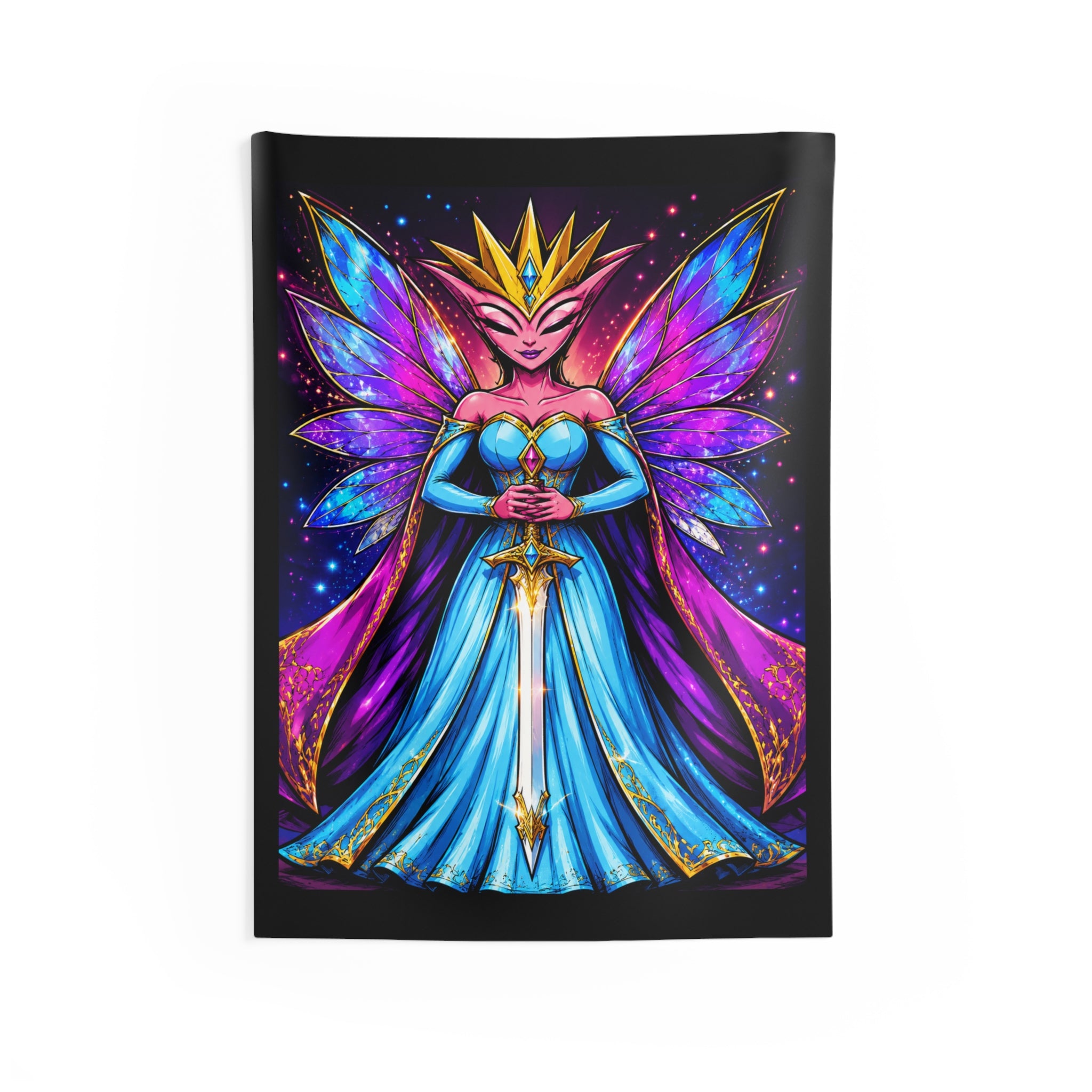 Fairy Queen Sword Tapestry — Magical Princess Wall Hanging for Fantasy Decor