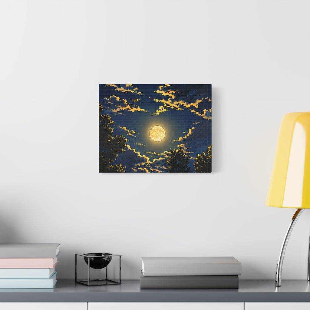 Moonlit Night Canvas Wall Art — Full Moon Sky Matte Stretched Print