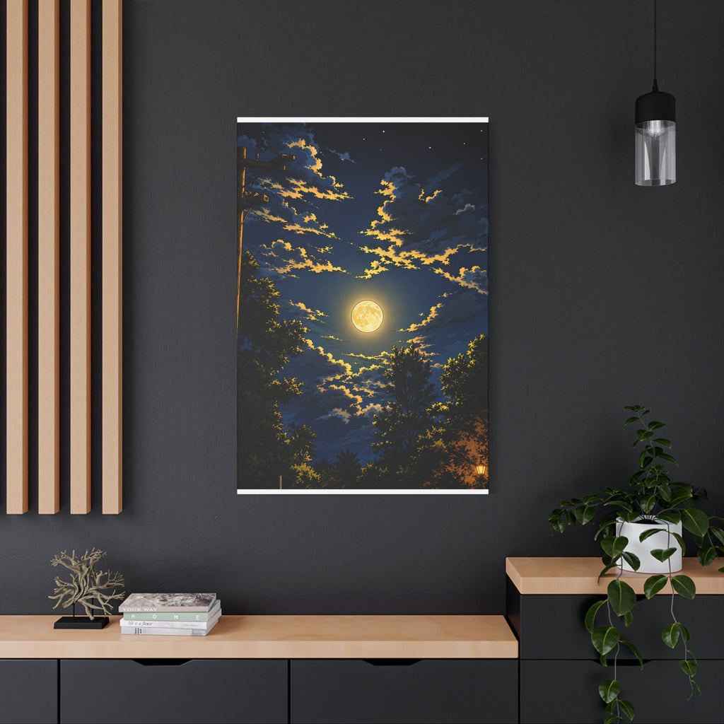 Moonlit Night Canvas Wall Art — Full Moon Sky Matte Stretched Print