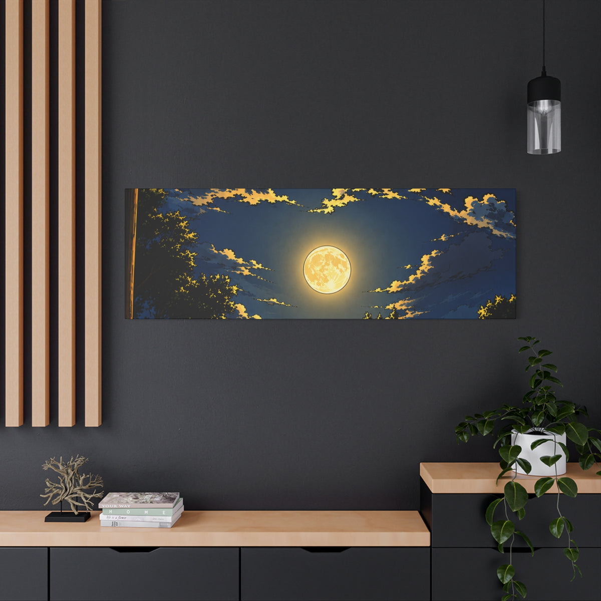 Moonlit Night Canvas Wall Art — Full Moon Sky Matte Stretched Print