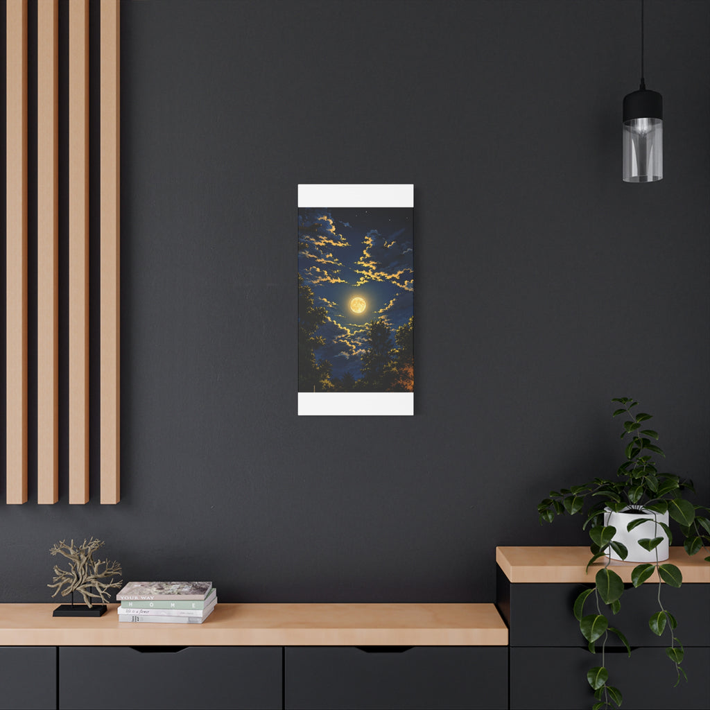 Moonlit Night Canvas Wall Art — Full Moon Sky Matte Stretched Print