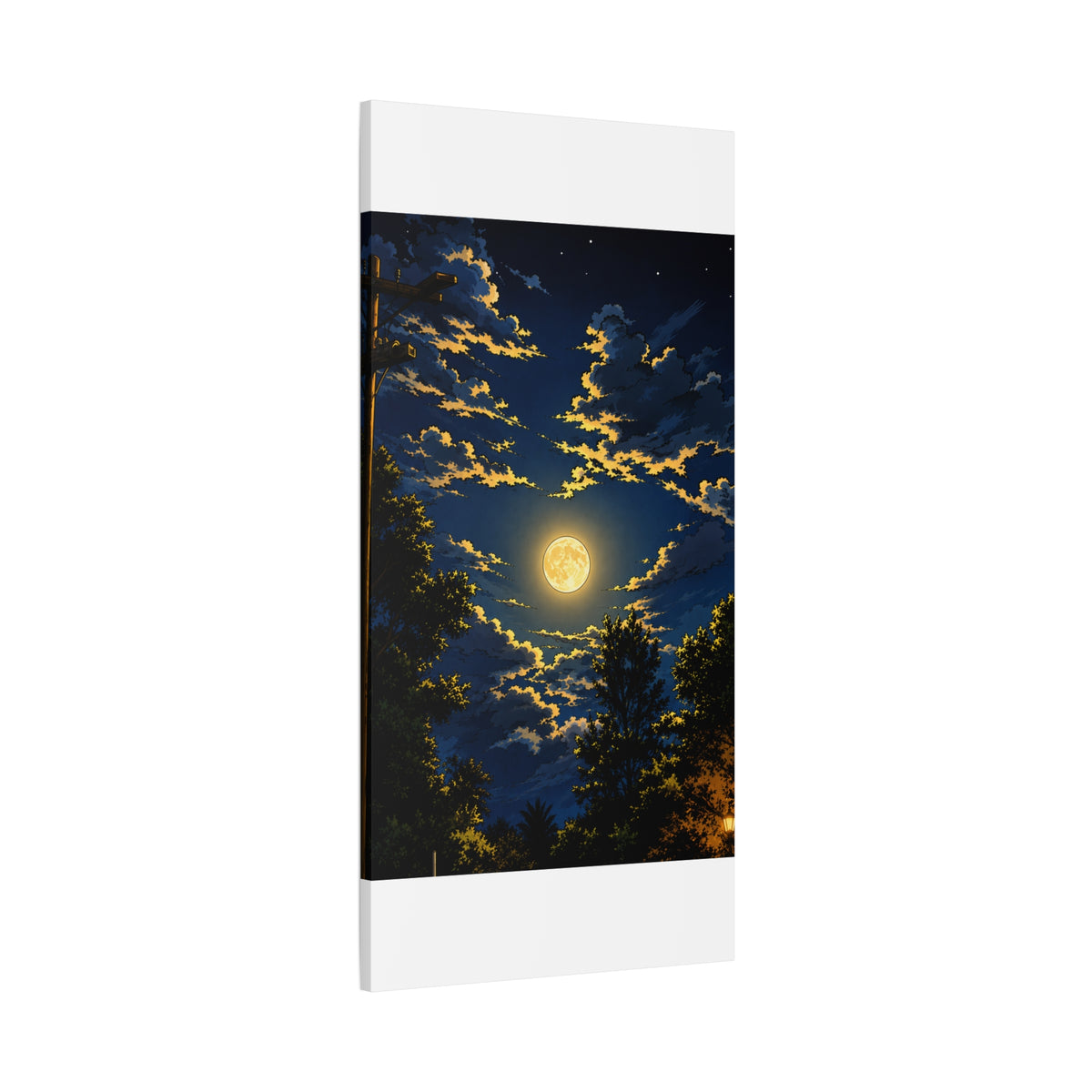 Moonlit Night Canvas Wall Art — Full Moon Sky Matte Stretched Print