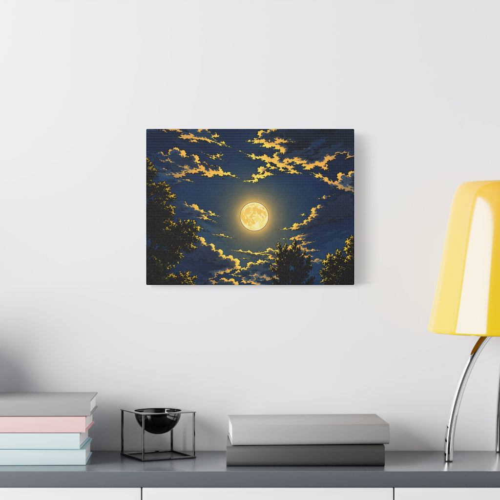 Moonlit Night Canvas Wall Art — Full Moon Sky Matte Stretched Print