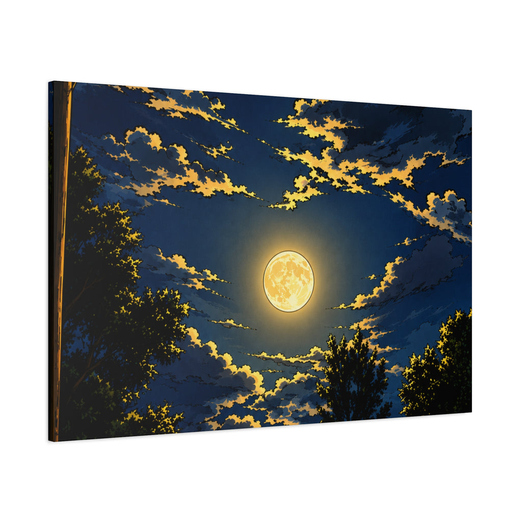 Moonlit Night Canvas Wall Art — Full Moon Sky Matte Stretched Print