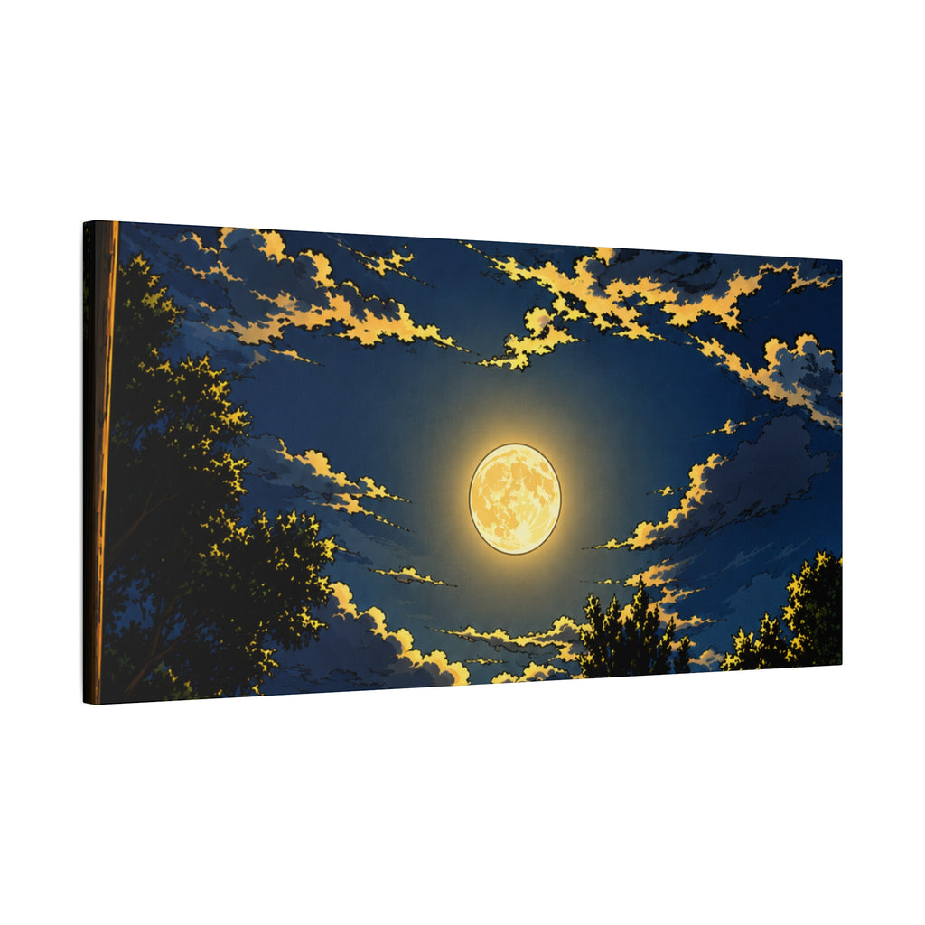 Moonlit Night Canvas Wall Art — Full Moon Sky Matte Stretched Print