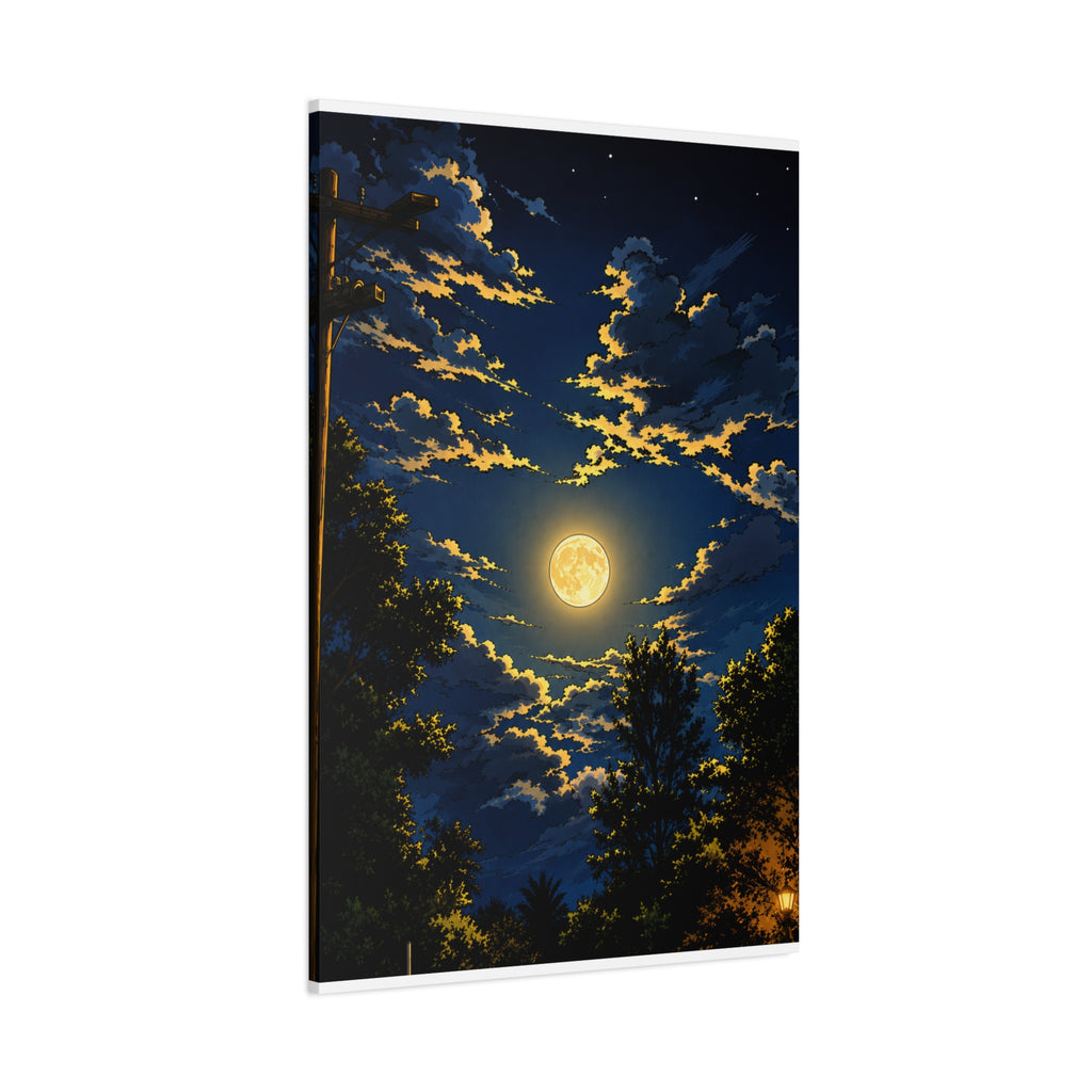 Moonlit Night Canvas Wall Art — Full Moon Sky Matte Stretched Print
