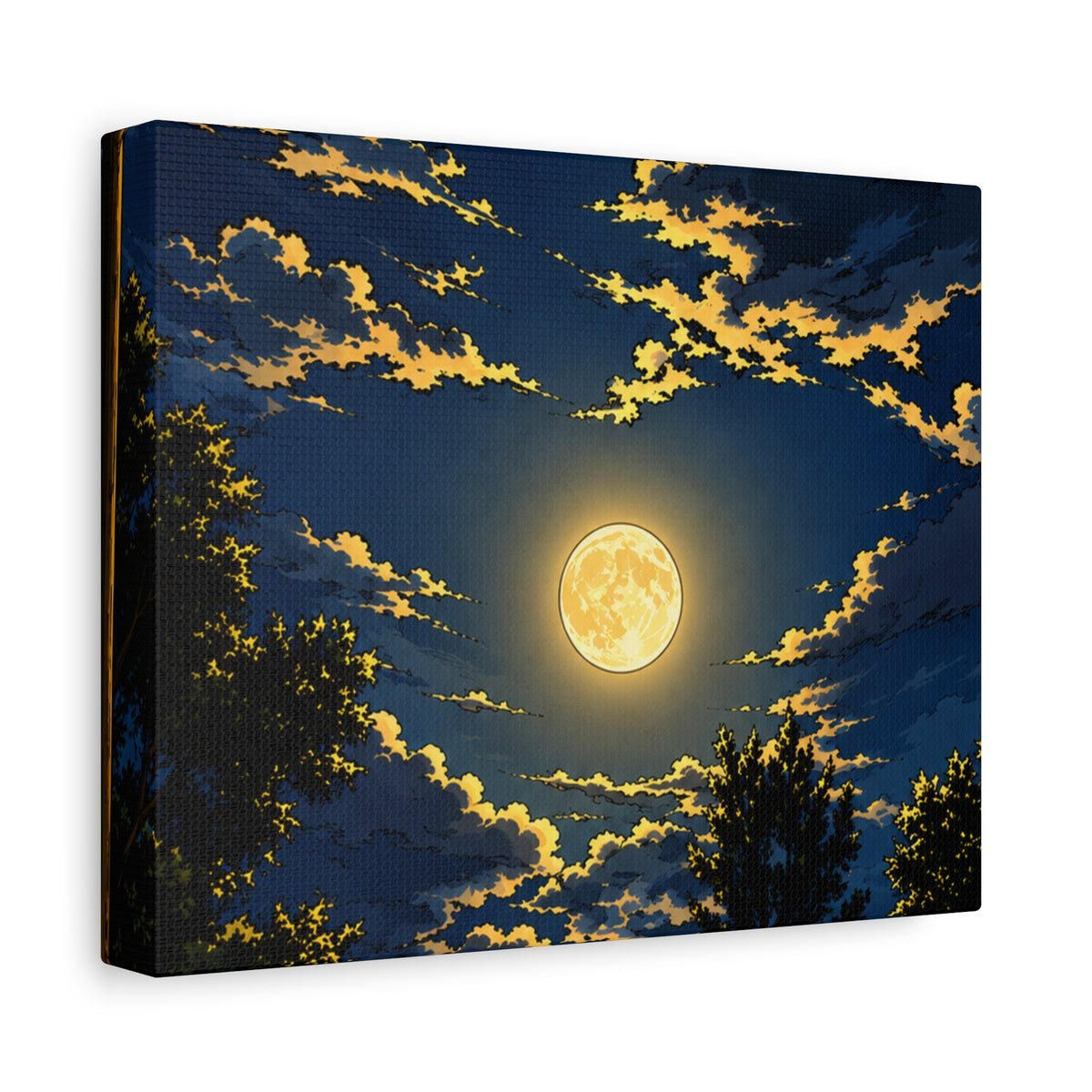 Moonlit Night Canvas Wall Art — Full Moon Sky Matte Stretched Print