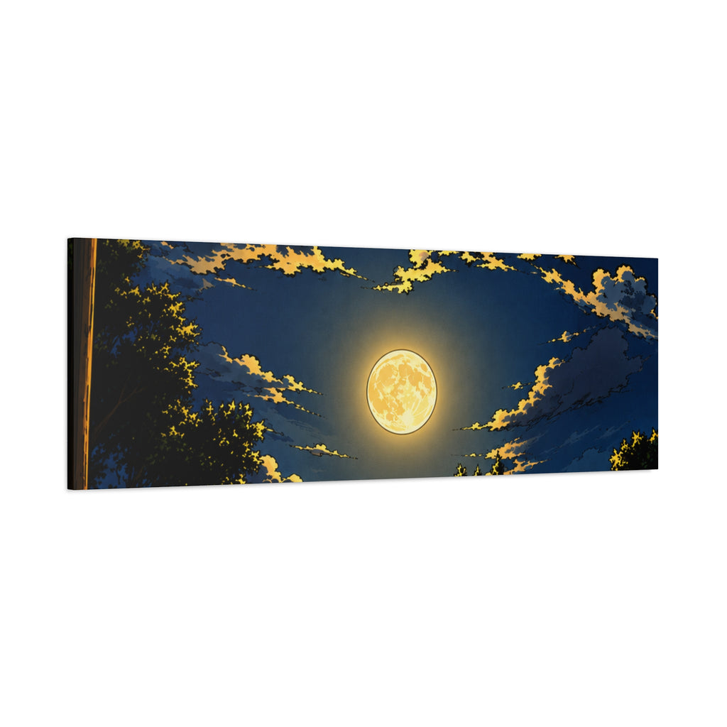 Moonlit Night Canvas Wall Art — Full Moon Sky Matte Stretched Print