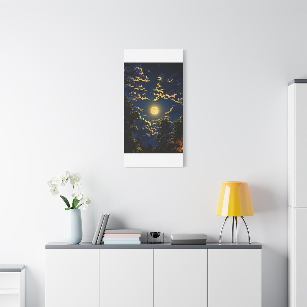 Moonlit Night Canvas Wall Art — Full Moon Sky Matte Stretched Print