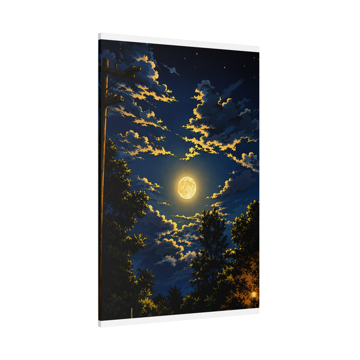 Moonlit Night Canvas Wall Art — Full Moon Sky Matte Stretched Print