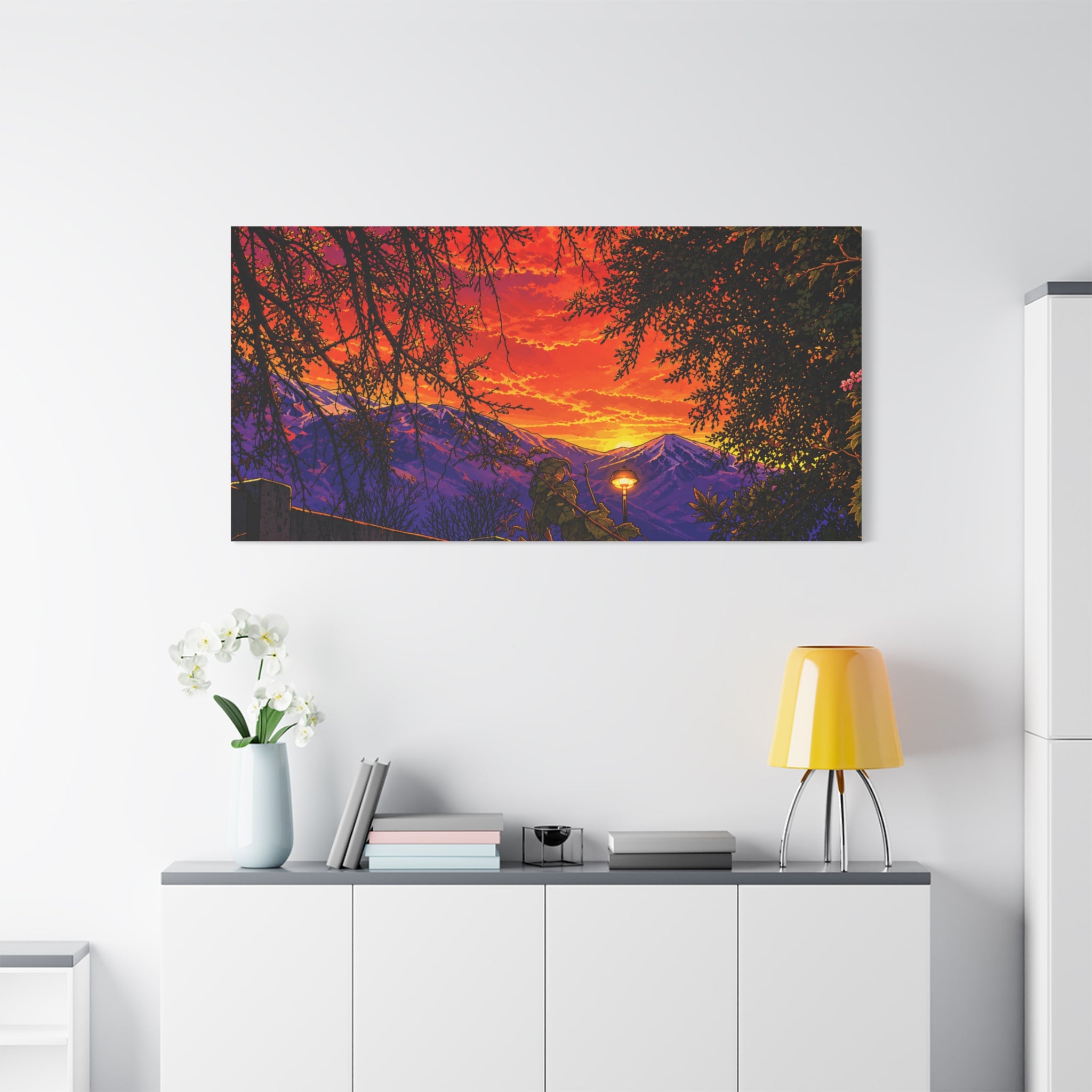 Sunset Mountain Canvas Print — Vibrant Scenic Wall Art