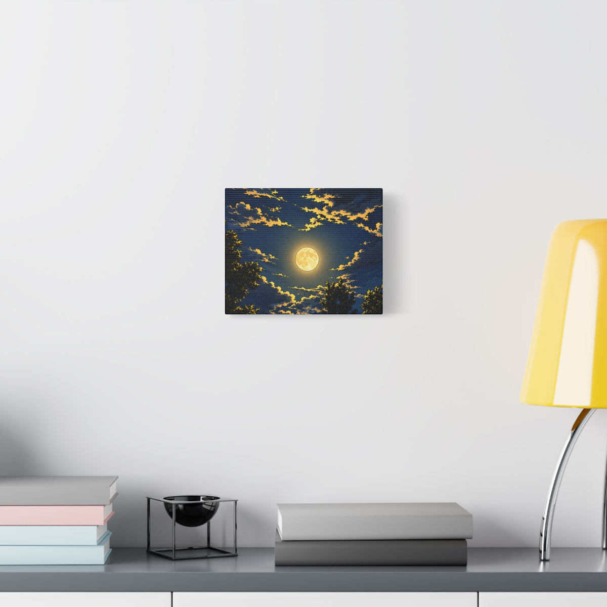 Moonlit Night Canvas Wall Art — Full Moon Sky Matte Stretched Print
