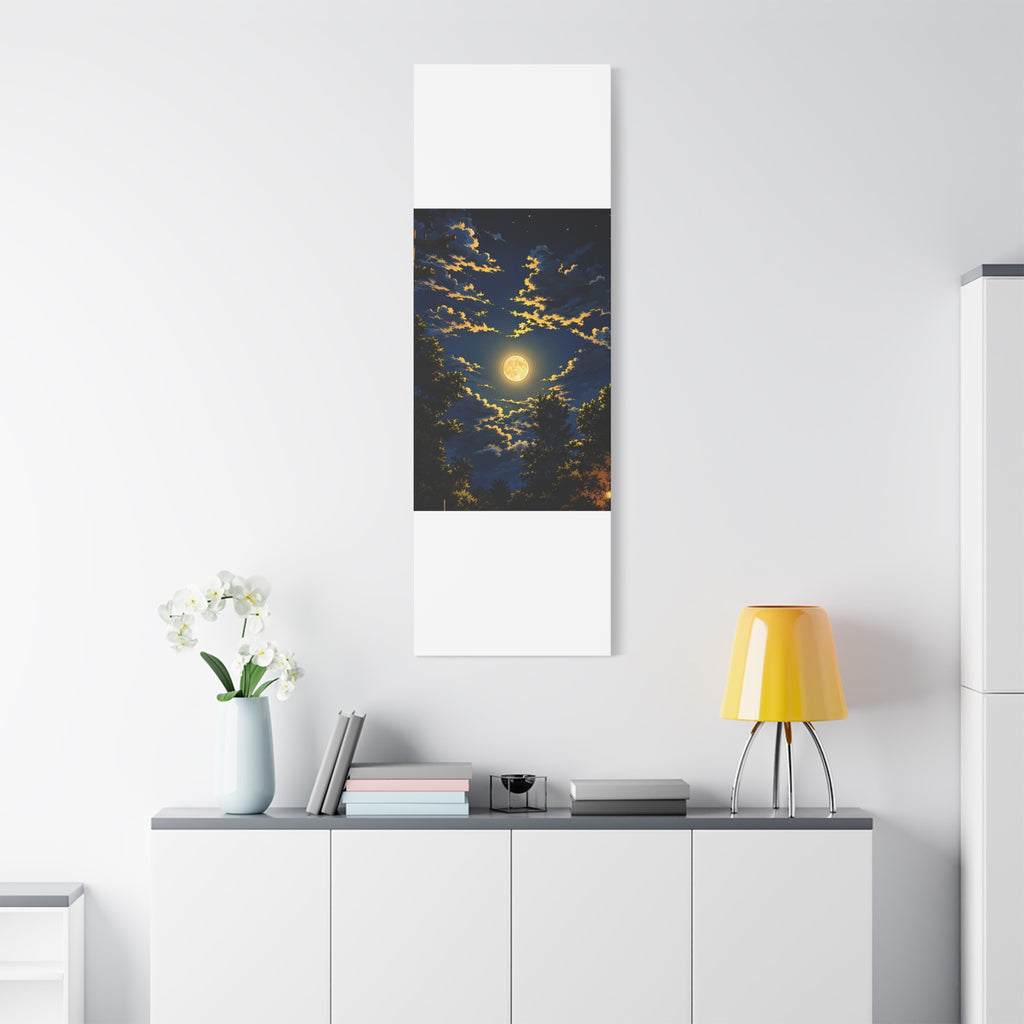 Moonlit Night Canvas Wall Art — Full Moon Sky Matte Stretched Print
