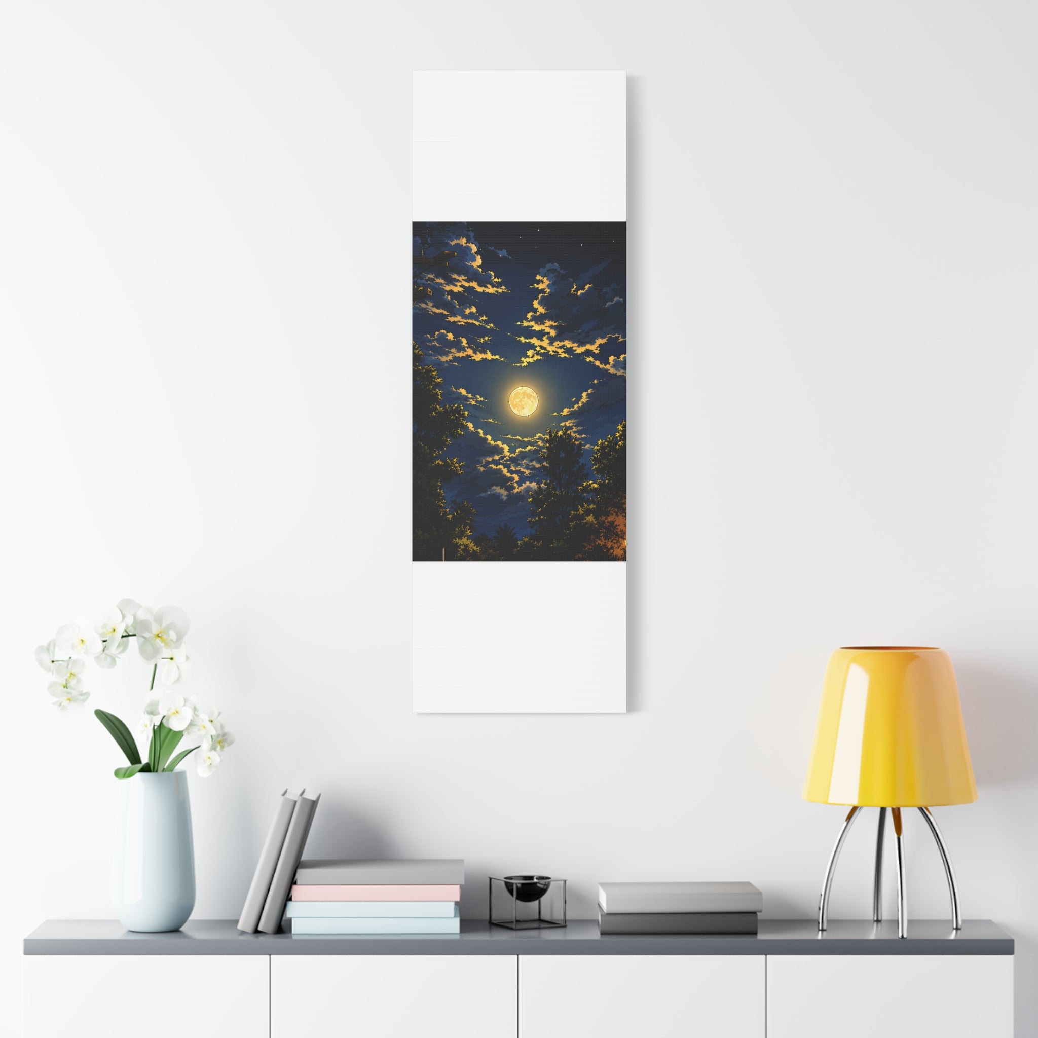 Moonlit Night Canvas Wall Art — Full Moon Sky Matte Stretched Print