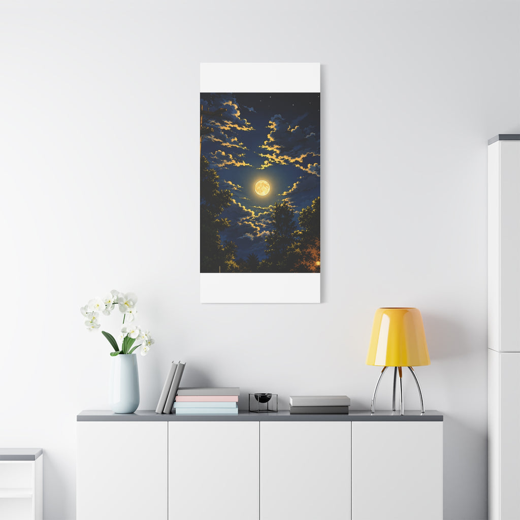 Moonlit Night Canvas Wall Art — Full Moon Sky Matte Stretched Print