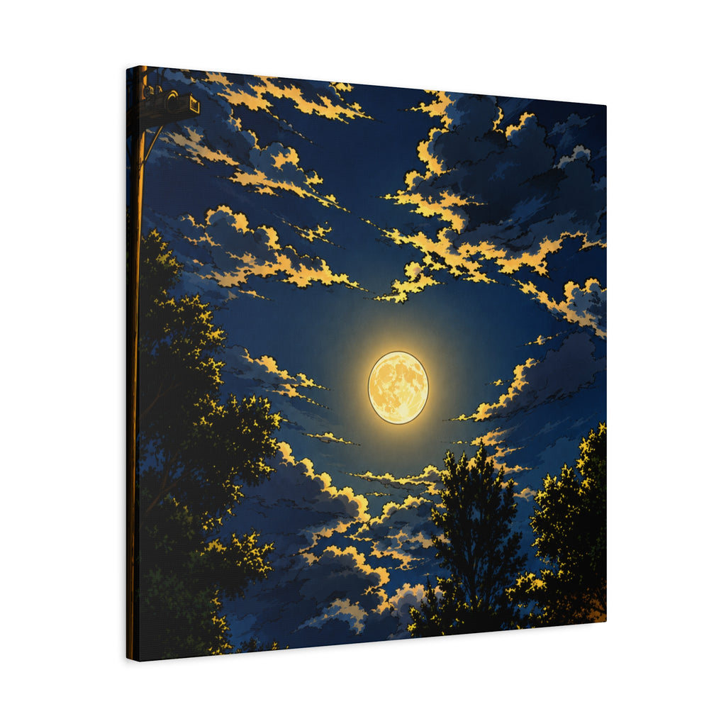Moonlit Night Canvas Wall Art — Full Moon Sky Matte Stretched Print