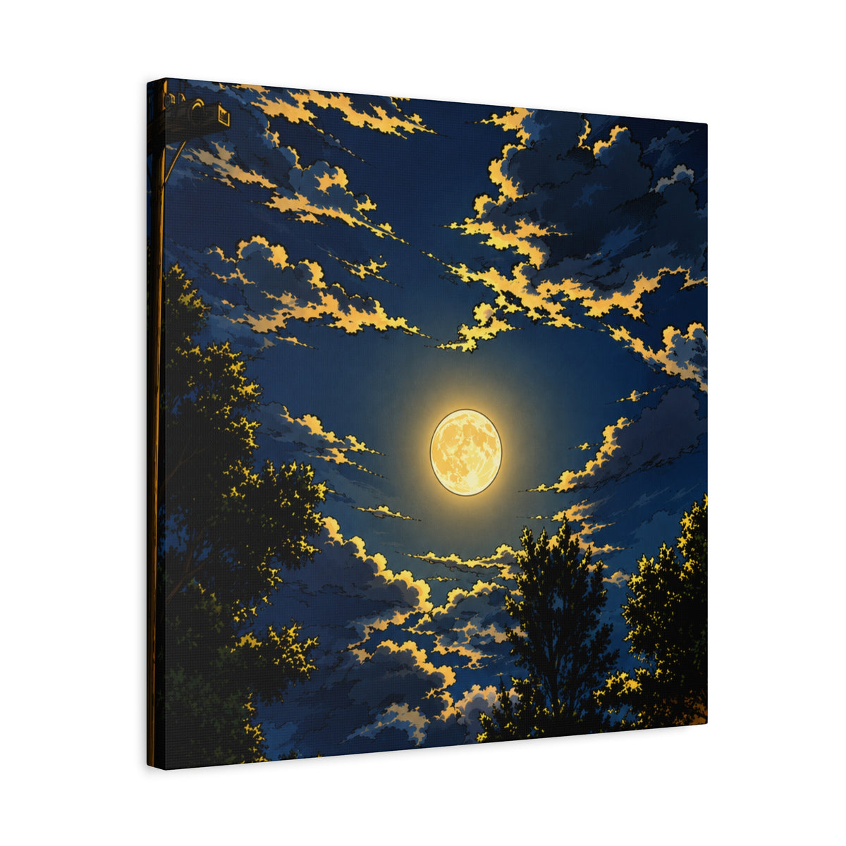 Moonlit Night Canvas Wall Art — Full Moon Sky Matte Stretched Print