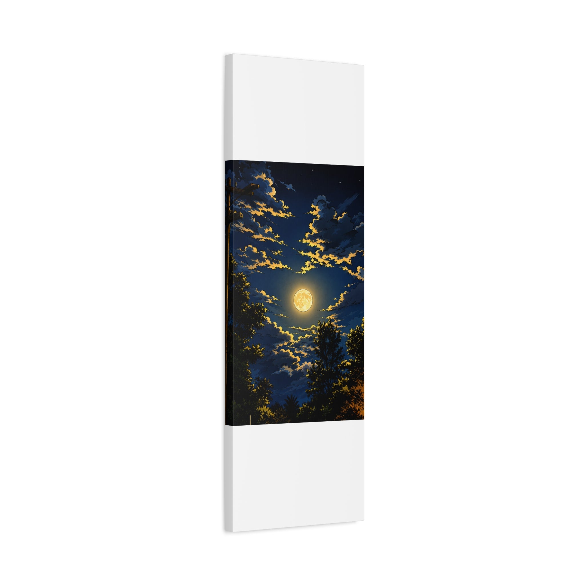 Moonlit Night Canvas Wall Art — Full Moon Sky Matte Stretched Print