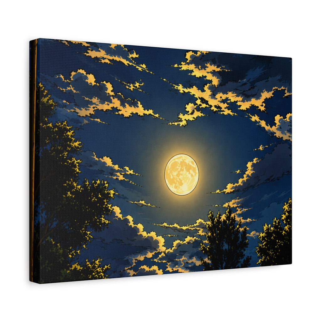 Moonlit Night Canvas Wall Art — Full Moon Sky Matte Stretched Print