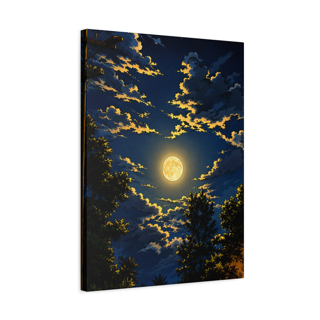 Moonlit Night Canvas Wall Art — Full Moon Sky Matte Stretched Print