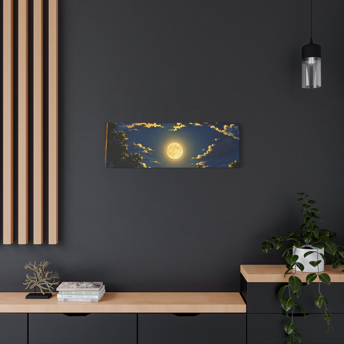 Moonlit Night Canvas Wall Art — Full Moon Sky Matte Stretched Print