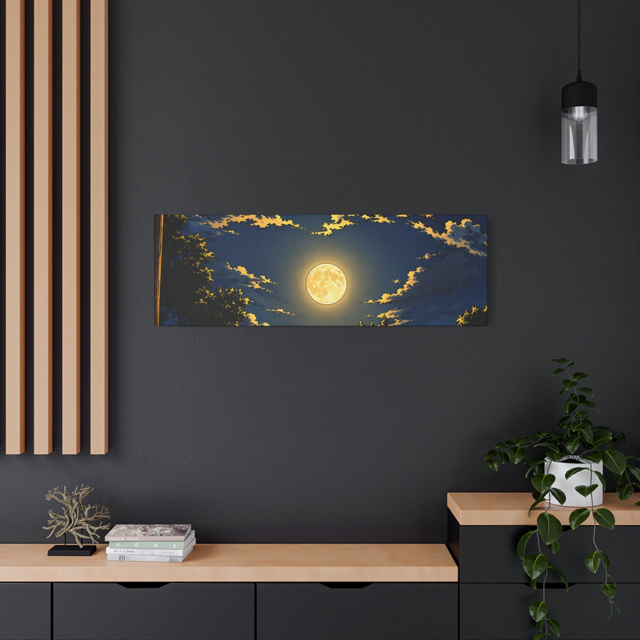 Moonlit Night Canvas Wall Art — Full Moon Sky Matte Stretched Print