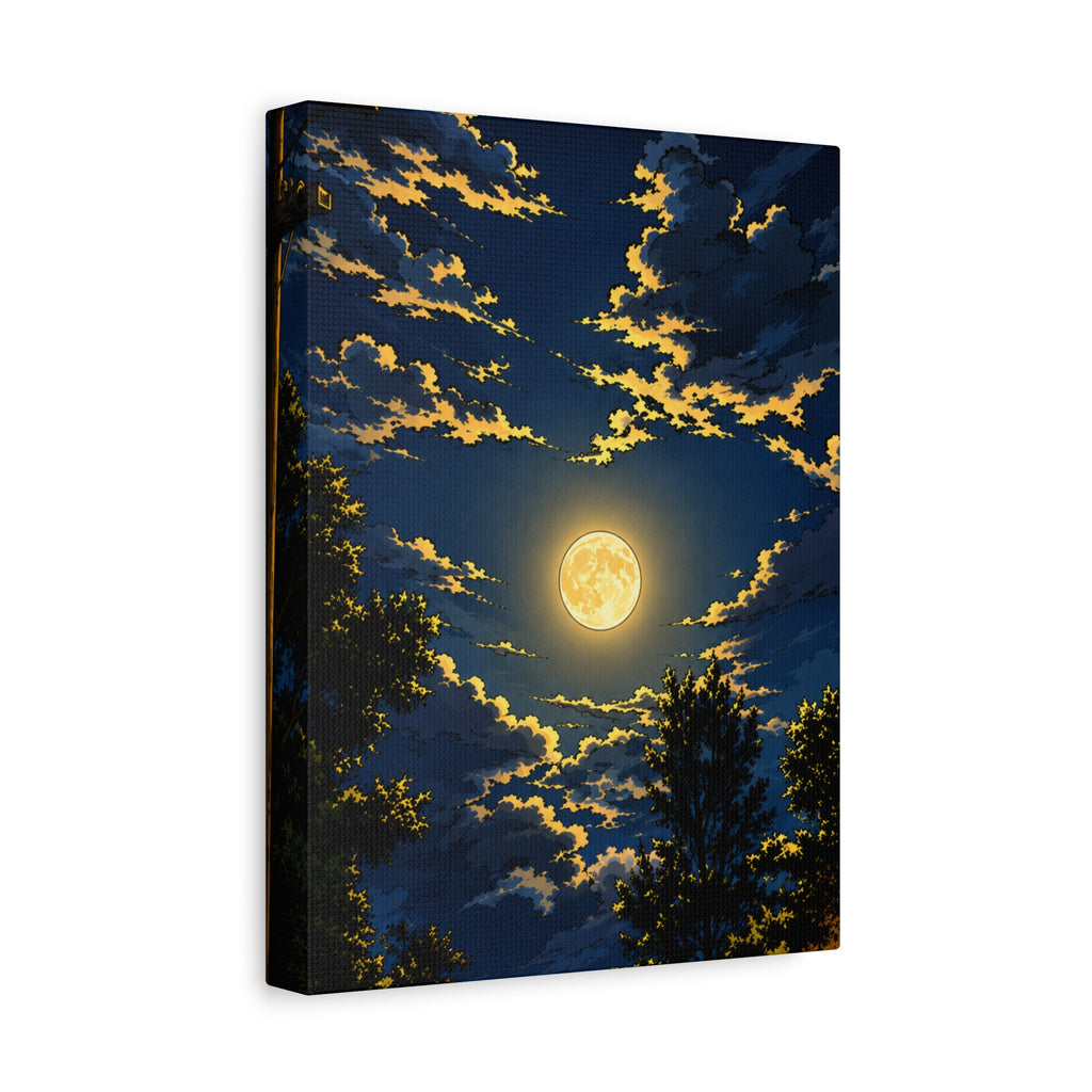 Moonlit Night Canvas Wall Art — Full Moon Sky Matte Stretched Print
