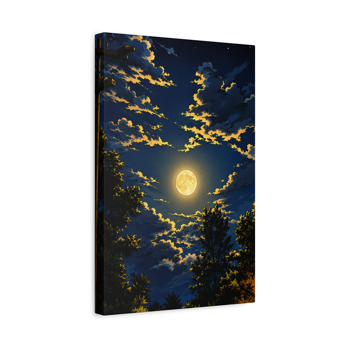 Moonlit Night Canvas Wall Art — Full Moon Sky Matte Stretched Print