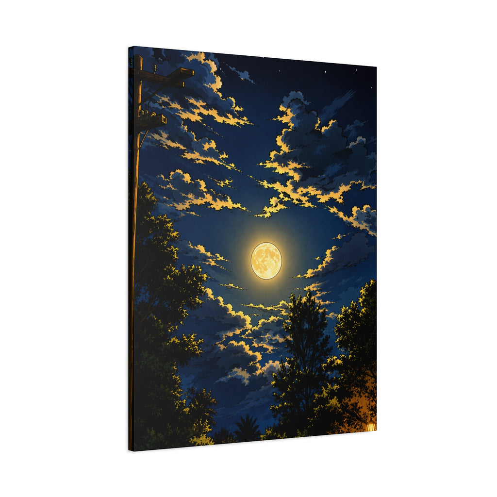 Moonlit Night Canvas Wall Art — Full Moon Sky Matte Stretched Print