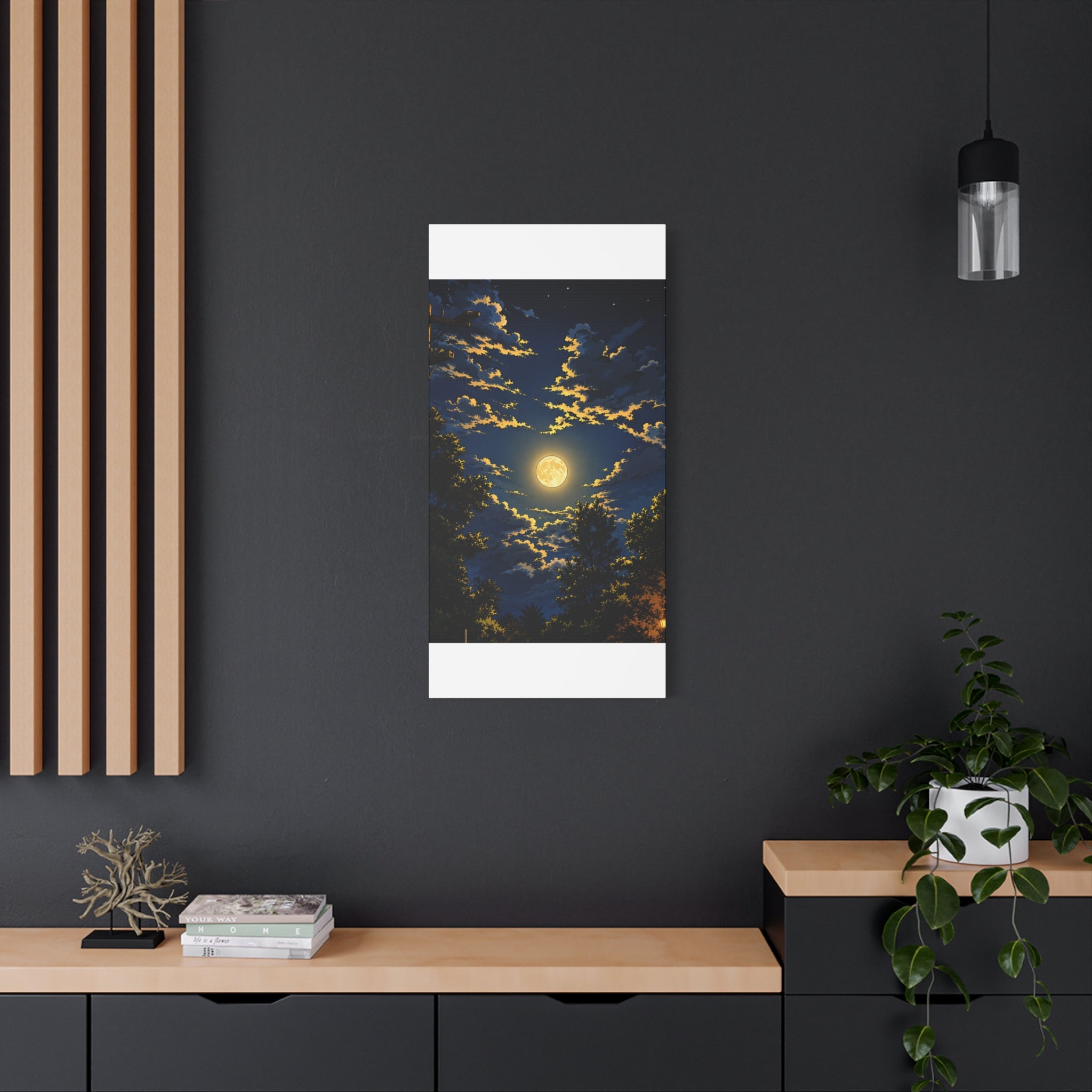 Moonlit Night Canvas Wall Art — Full Moon Sky Matte Stretched Print