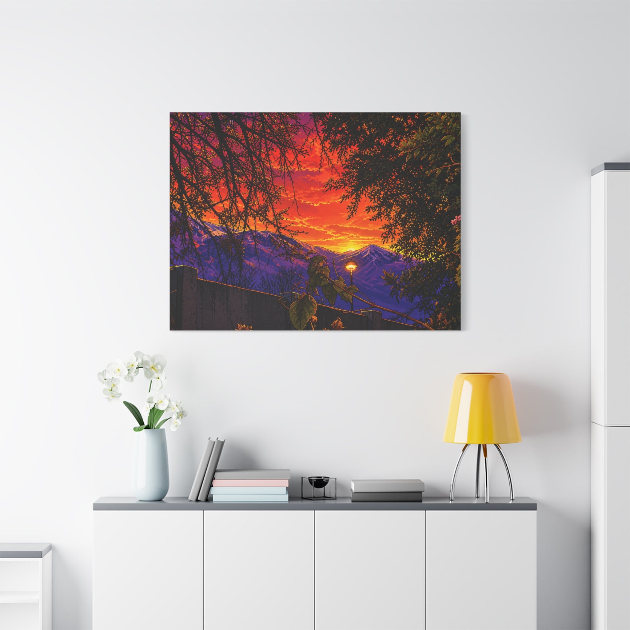 Sunset Mountain Canvas Print — Vibrant Scenic Wall Art