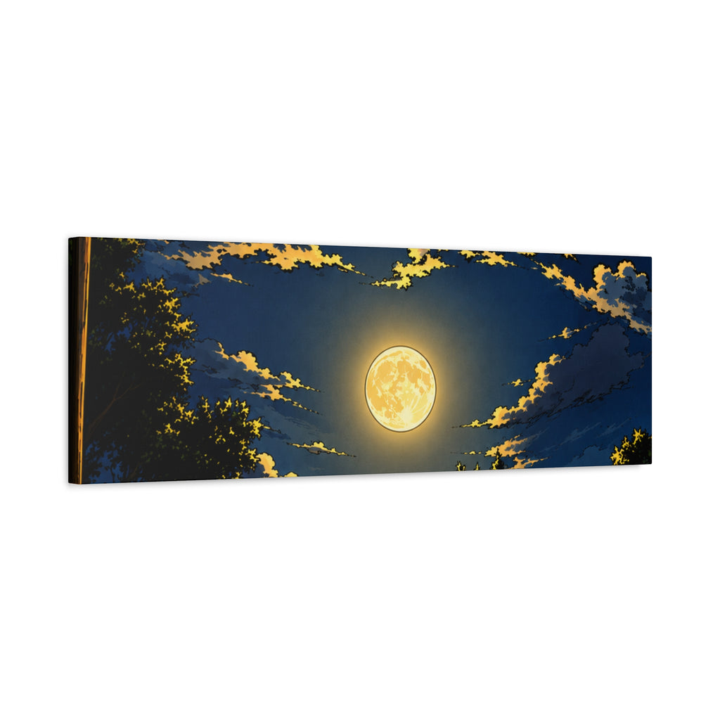 Moonlit Night Canvas Wall Art — Full Moon Sky Matte Stretched Print