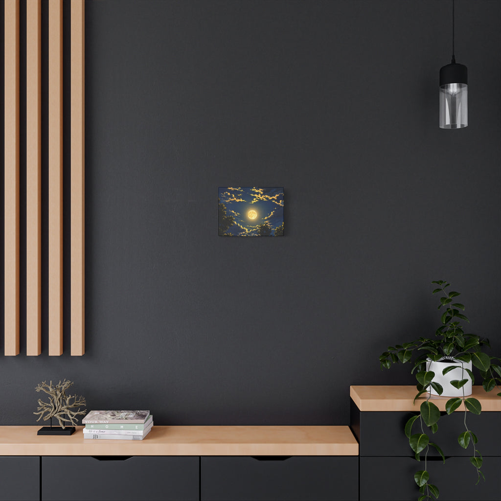 Moonlit Night Canvas Wall Art — Full Moon Sky Matte Stretched Print