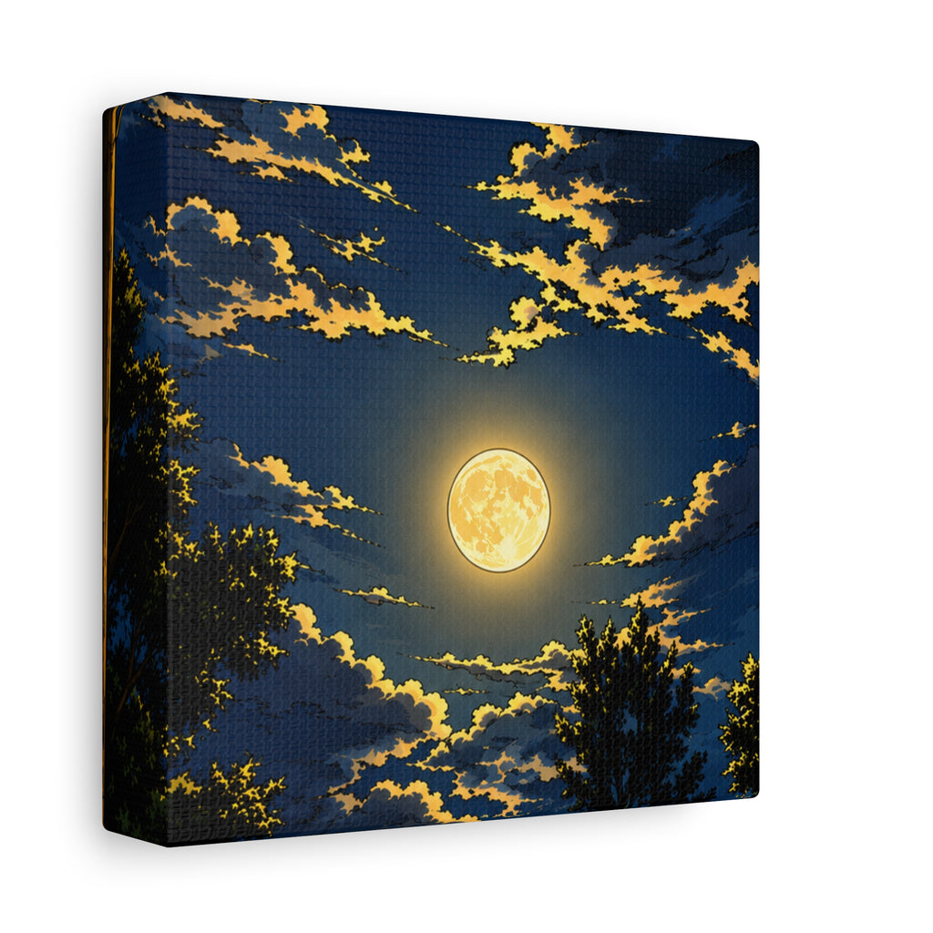Moonlit Night Canvas Wall Art — Full Moon Sky Matte Stretched Print