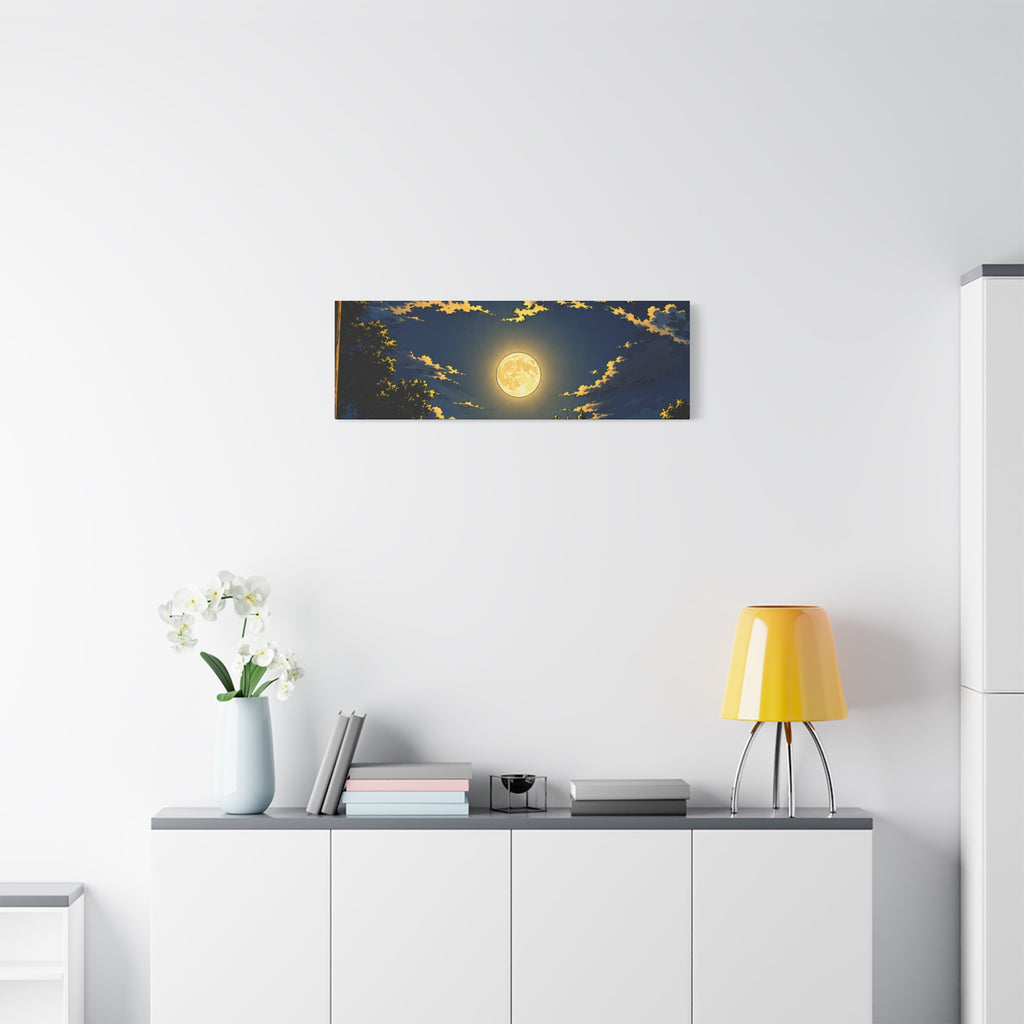Moonlit Night Canvas Wall Art — Full Moon Sky Matte Stretched Print