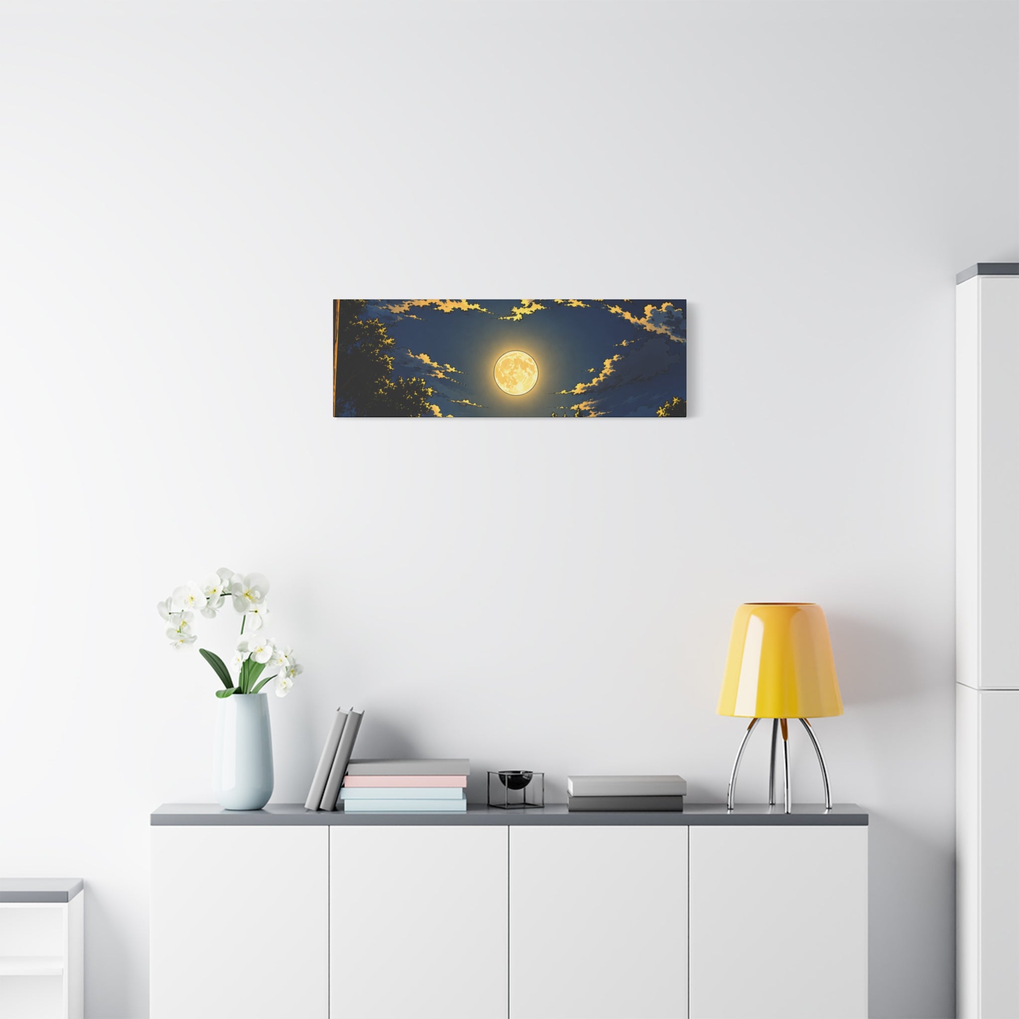 Moonlit Night Canvas Wall Art — Full Moon Sky Matte Stretched Print