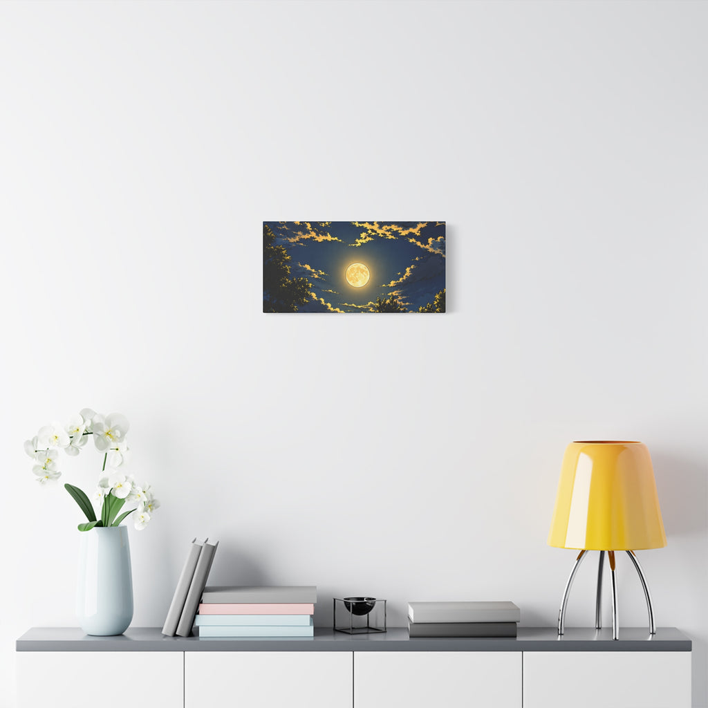 Moonlit Night Canvas Wall Art — Full Moon Sky Matte Stretched Print