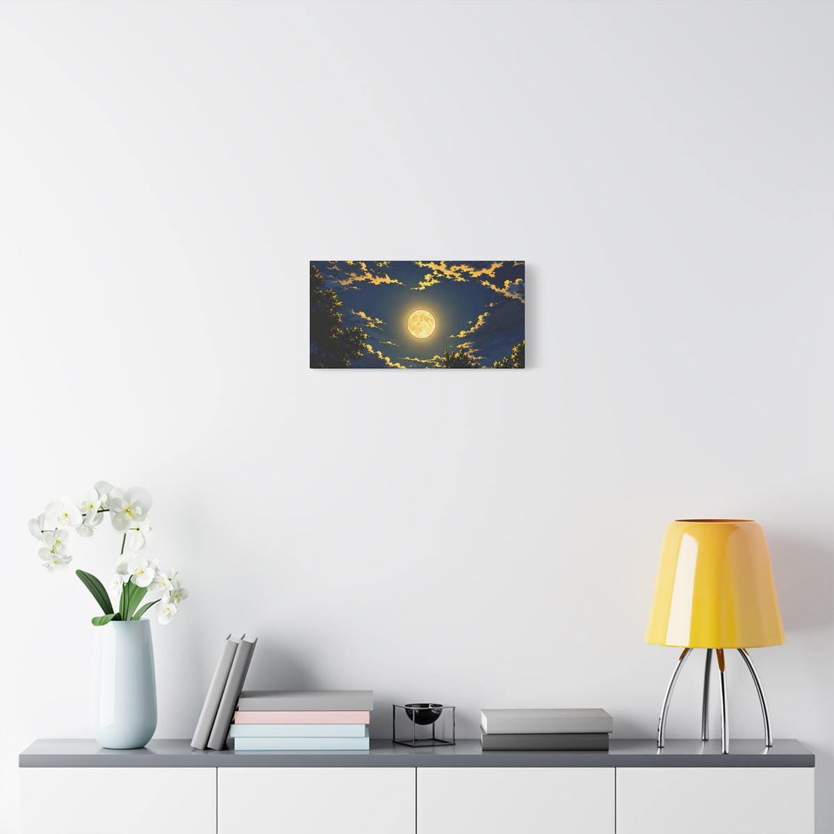 Moonlit Night Canvas Wall Art — Full Moon Sky Matte Stretched Print