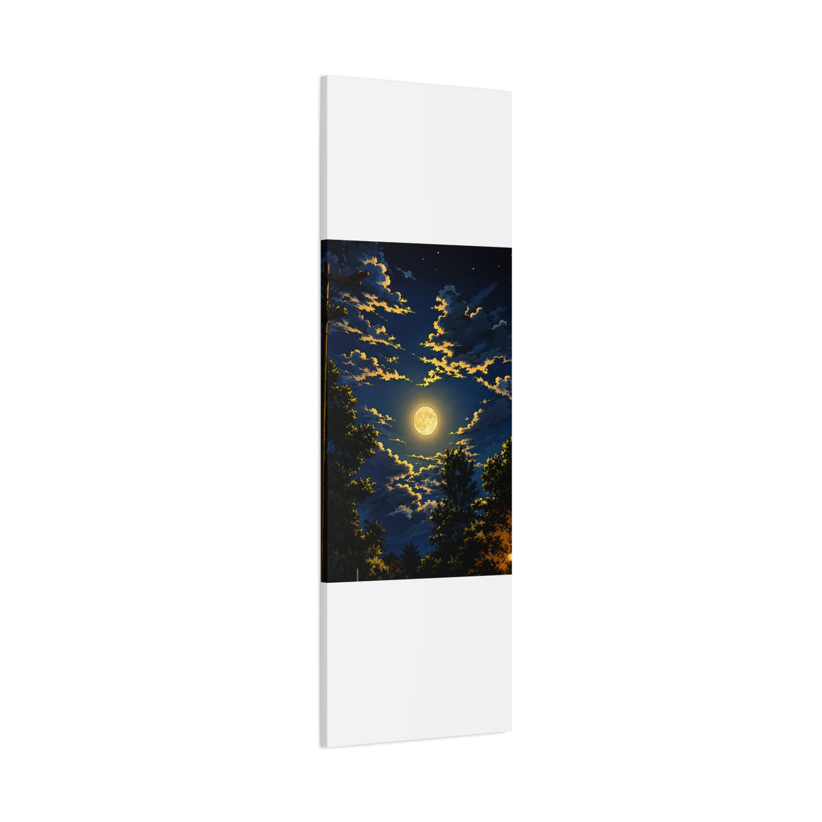Moonlit Night Canvas Wall Art — Full Moon Sky Matte Stretched Print
