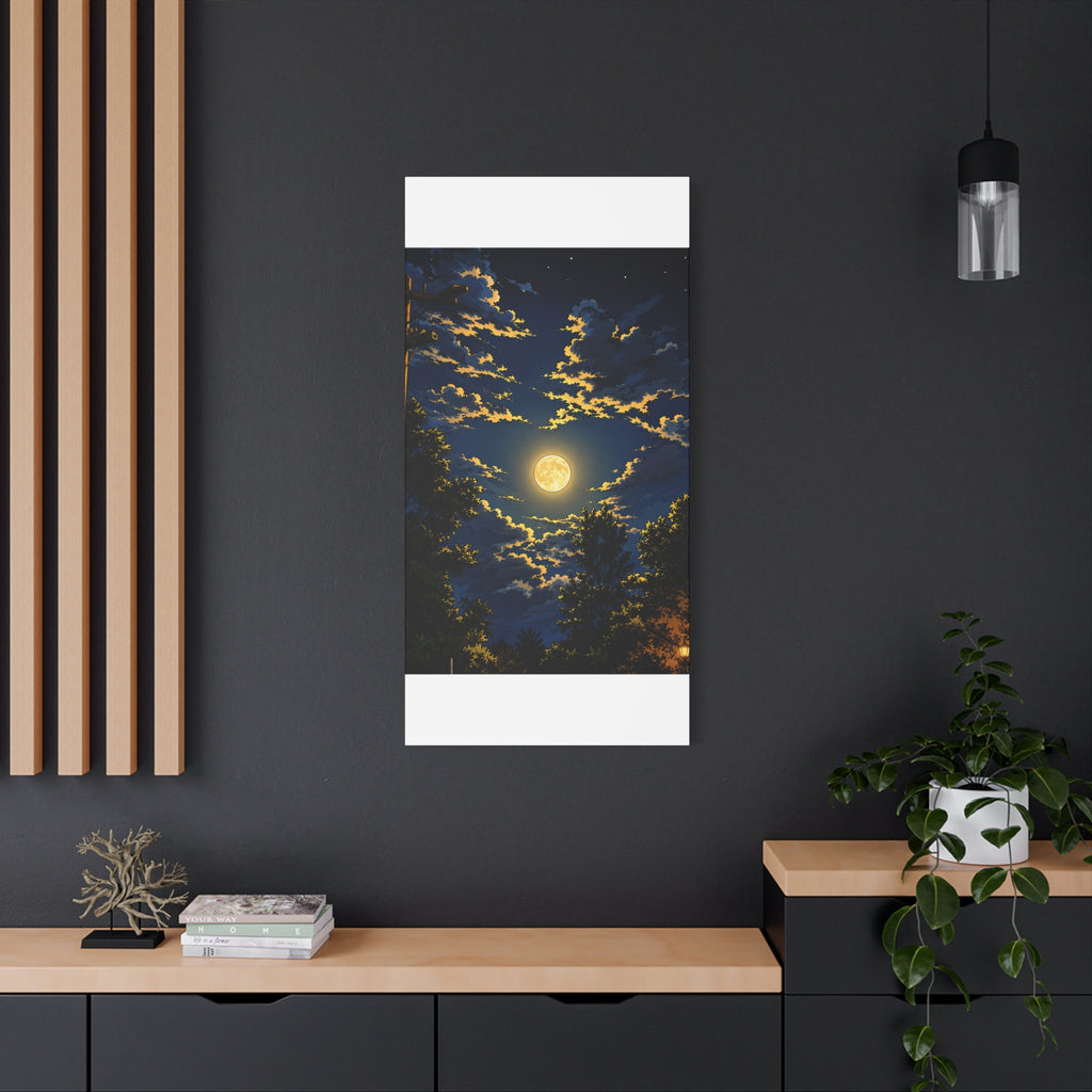 Moonlit Night Canvas Wall Art — Full Moon Sky Matte Stretched Print