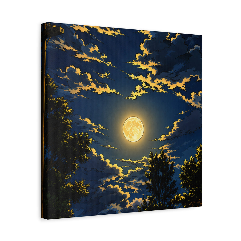 Moonlit Night Canvas Wall Art — Full Moon Sky Matte Stretched Print