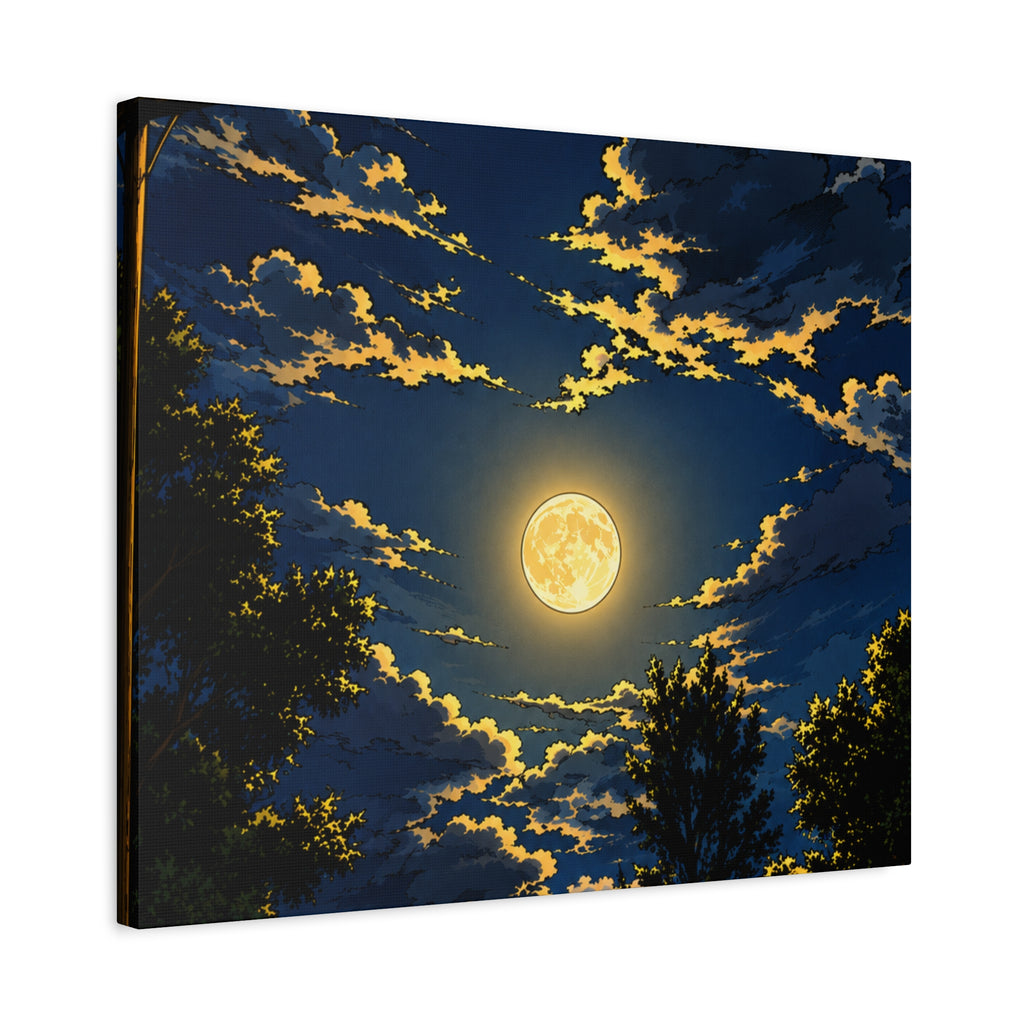 Moonlit Night Canvas Wall Art — Full Moon Sky Matte Stretched Print