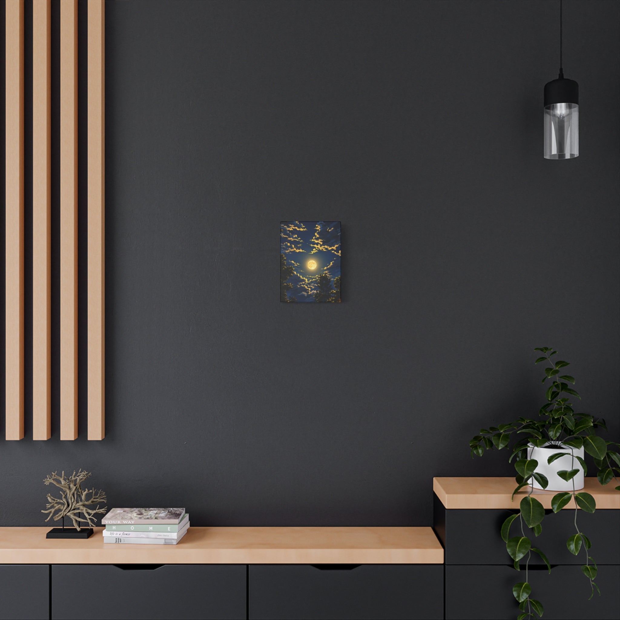 Moonlit Night Canvas Wall Art — Full Moon Sky Matte Stretched Print