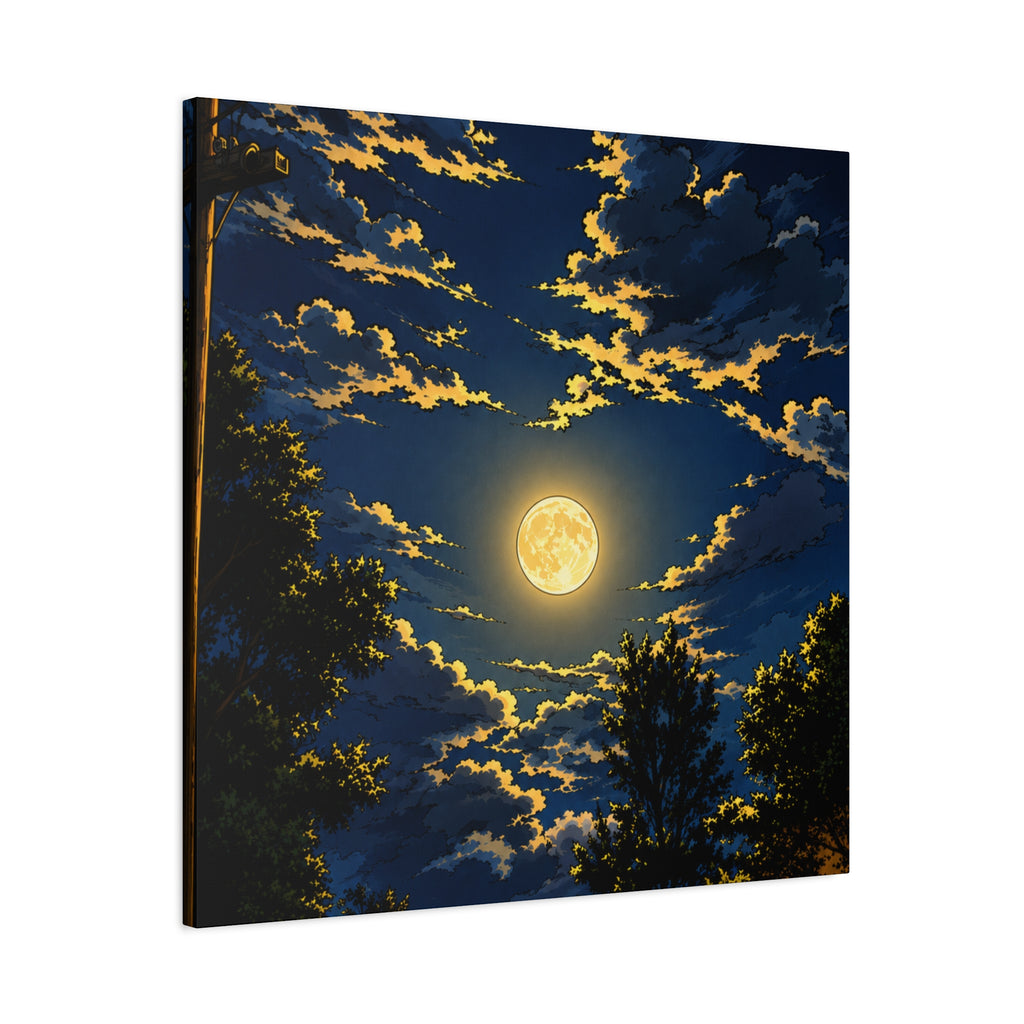Moonlit Night Canvas Wall Art — Full Moon Sky Matte Stretched Print