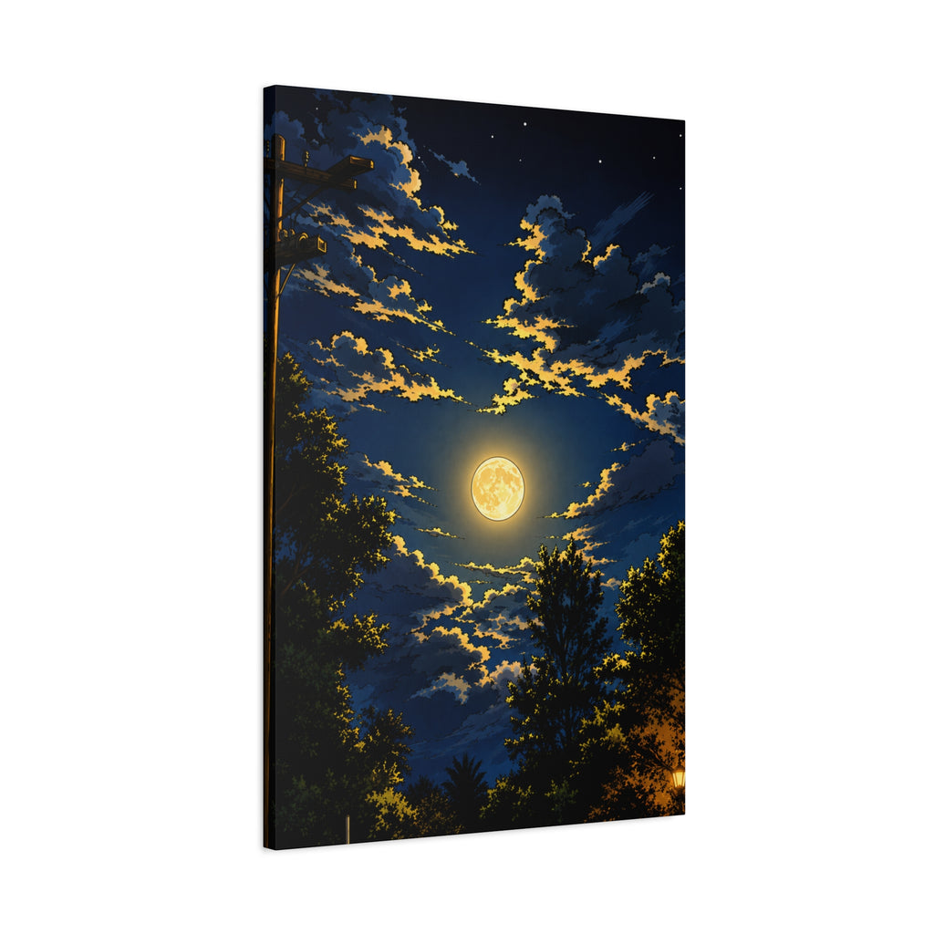 Moonlit Night Canvas Wall Art — Full Moon Sky Matte Stretched Print