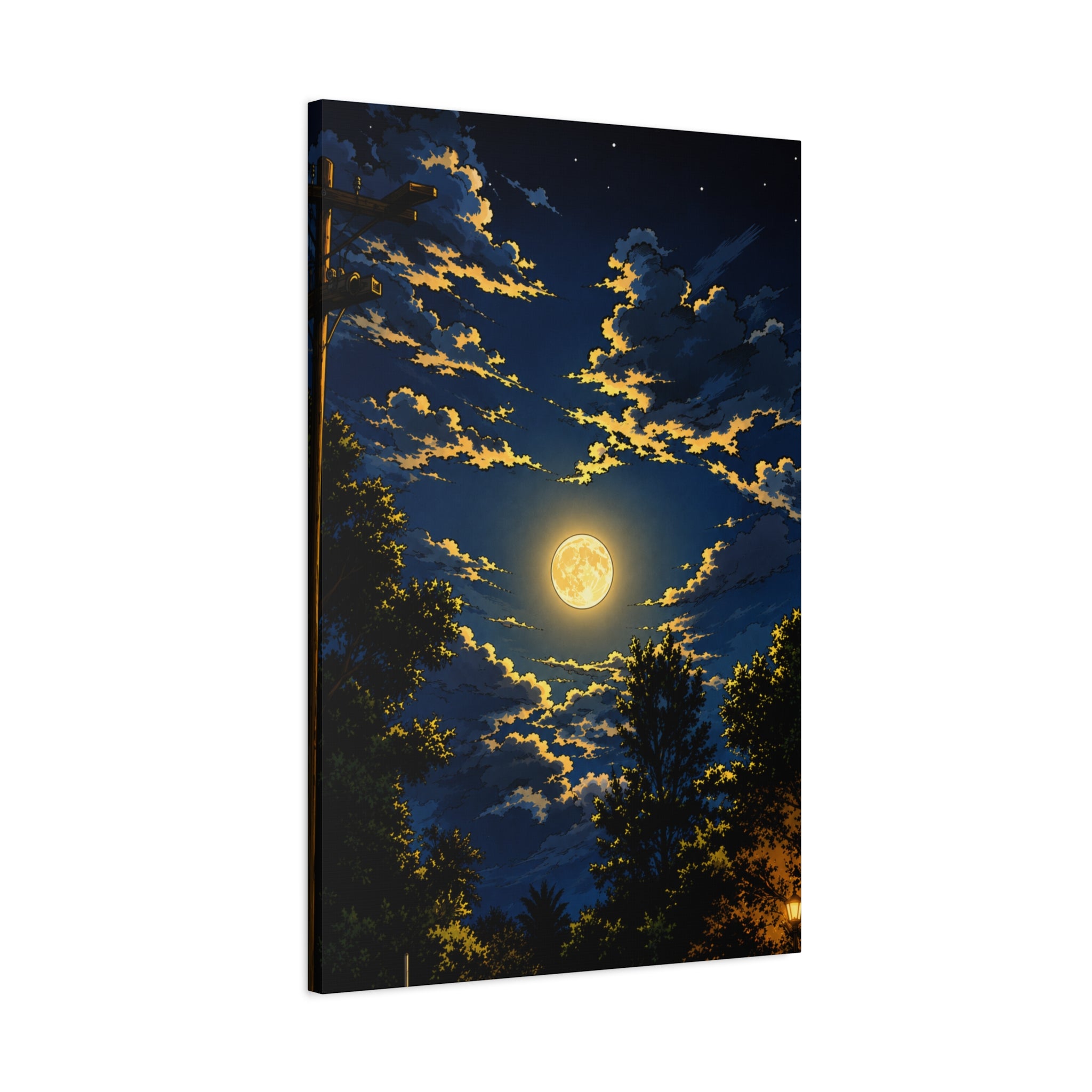 Moonlit Night Canvas Wall Art — Full Moon Sky Matte Stretched Print