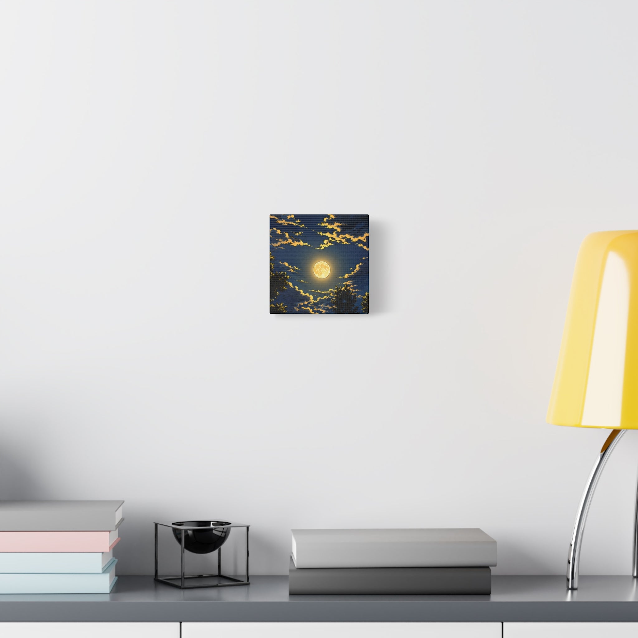 Moonlit Night Canvas Wall Art — Full Moon Sky Matte Stretched Print