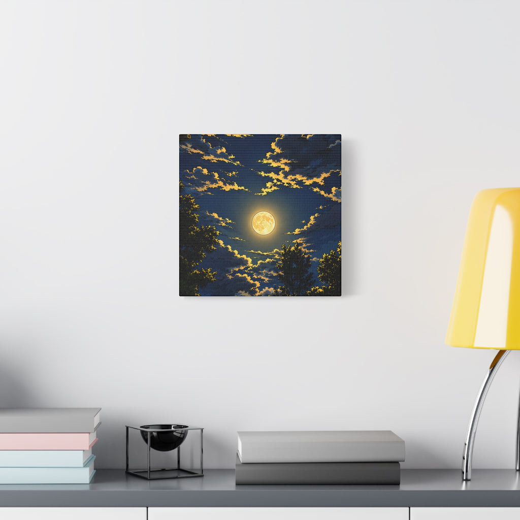 Moonlit Night Canvas Wall Art — Full Moon Sky Matte Stretched Print