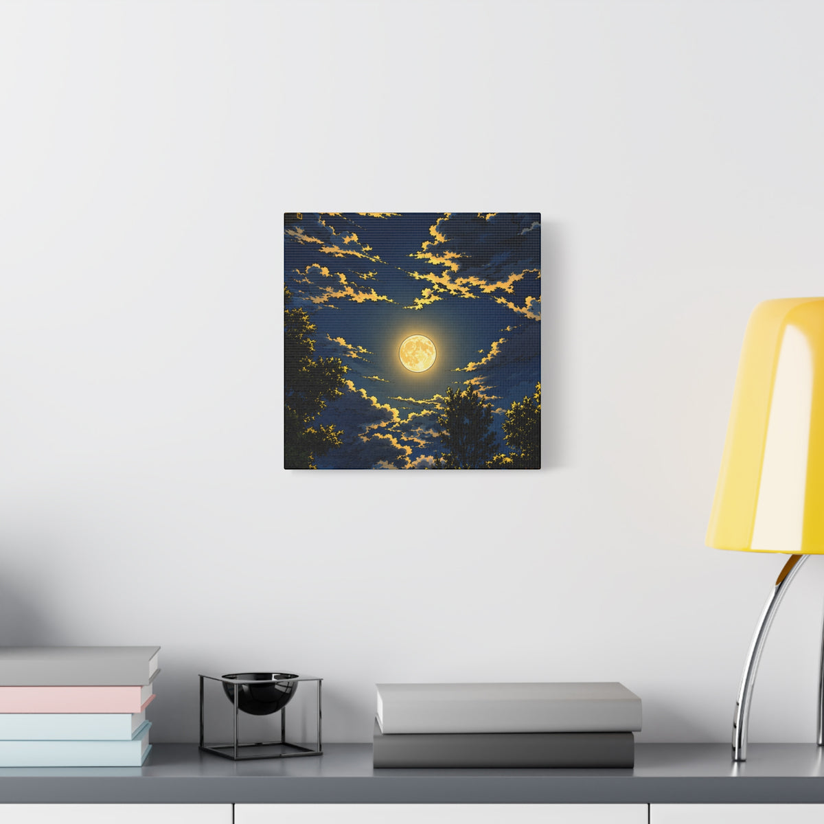 Moonlit Night Canvas Wall Art — Full Moon Sky Matte Stretched Print