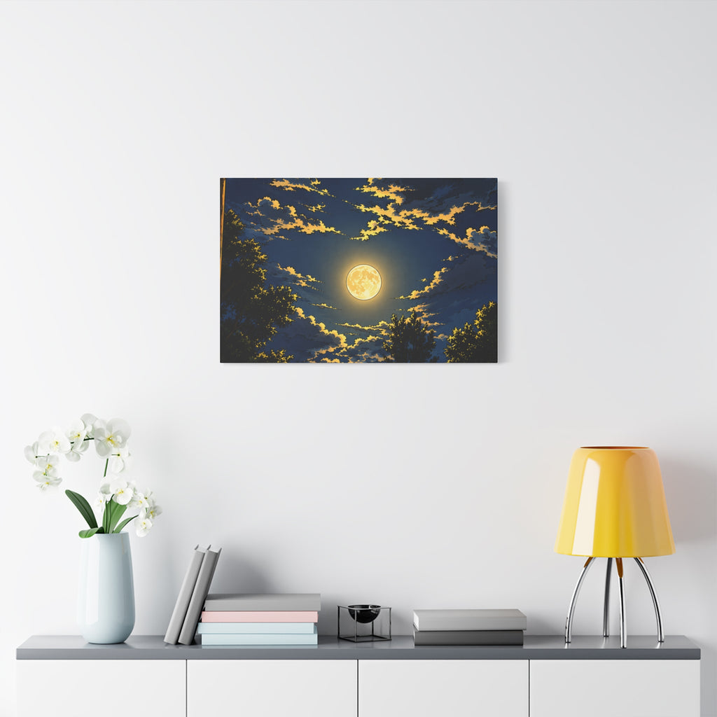 Moonlit Night Canvas Wall Art — Full Moon Sky Matte Stretched Print